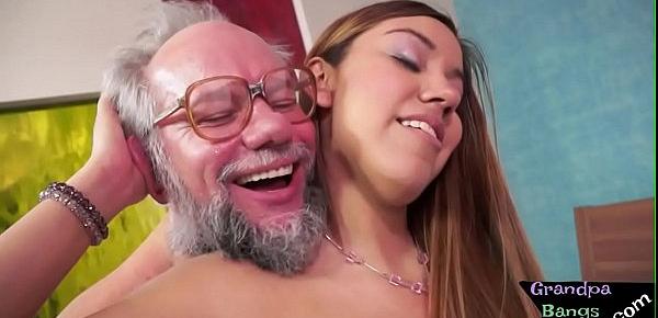  Young euro beauty banged and jizzed by oldman